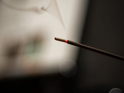 Close up of incense burning in a studio